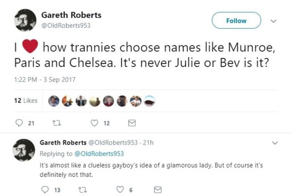Gareth Roberts Tweets (Screenshot: Twitter)