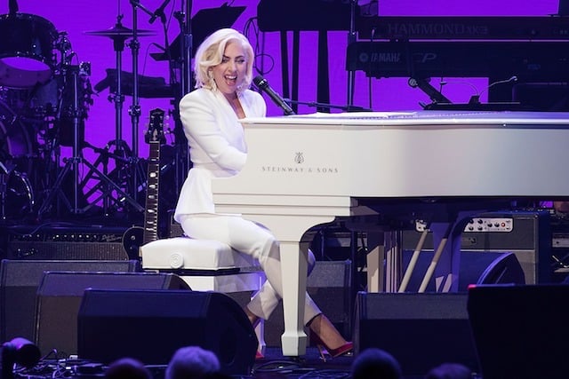 COLLEGE STATION, TX - OCTOBER 21: Lady Gaga performs onstage during the 'Deep from the Heart: The One America Appeal Concert' at Reed Arena on the campus of Texas A&M University on October 21, 2017 in College Station, Texas. (Photo by Rick Kern/Getty Images for Ford Motor Company)
