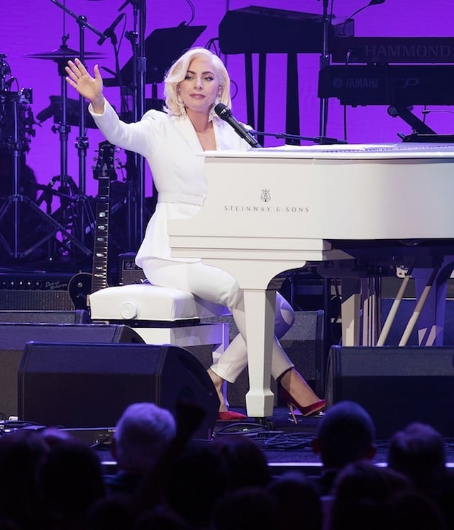 COLLEGE STATION, TX - OCTOBER 21: Lady Gaga performs onstage during the 'Deep from the Heart: The One America Appeal Concert' at Reed Arena on the campus of Texas A&M University on October 21, 2017 in College Station, Texas. (Photo by Rick Kern/Getty Images for Ford Motor Company)