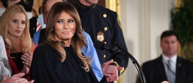 First lady Melania Trump speaks before President Donald Trump delivers remarks on combating drug demand and the opioid crisis on October 26, 2017 in the East Room of the White House in Washington, D.C. (Photo: JIM WATSON/AFP/Getty Images)