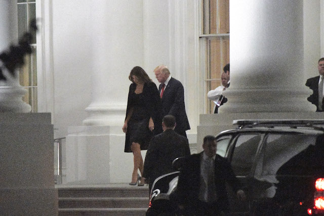 WASHINGTON, DC - OCTOBER 28: President Donald Trump and first lady Melania Trump depart the White House en route to the Trump International Hotel, on October 28, 2017 in Washington, DC. (Photo by Olivier Douliery-Pool/Getty Images)