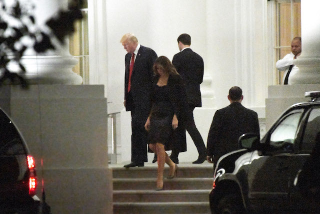 WASHINGTON, DC - OCTOBER 28: President Donald Trump and first lady Melania Trump depart the White House en route to the Trump International Hotel, on October 28, 2017 in Washington, DC. (Photo by Olivier Douliery-Pool/Getty Images)