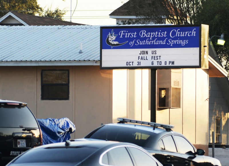 First responders are at the shooting scene at the First Baptist Church in Sutherland Springs, Texas, U.S., November 5, 2017. REUTERS/Joe Mitchell