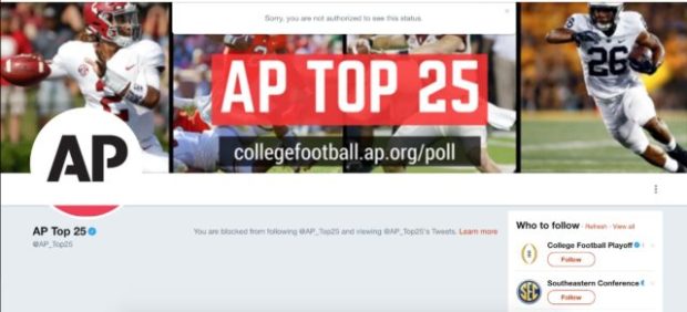 AP Top 25 (Credit: Screenshot/Twitter)