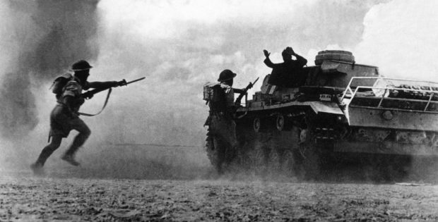 The battle at El Alamein, which began 23 October 1942 and ended 12 days later, a culmination of two years of fighting in north Africa between 100,000 German and Italian troops, led by German Field Marshall Rommel and 150,000 Commonwealth and allied forces under the command of British Field Marshal Montgomery, proved a decisive allied victory, helping to establish control in the mediterranean and securing the Suez Canal. / AFP PHOTO / - (Photo credit should read -/AFP/Getty Images)