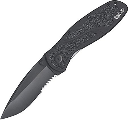 Normally $56, this black serrated folding knife is 38 percent off today (Photo via Amazon)