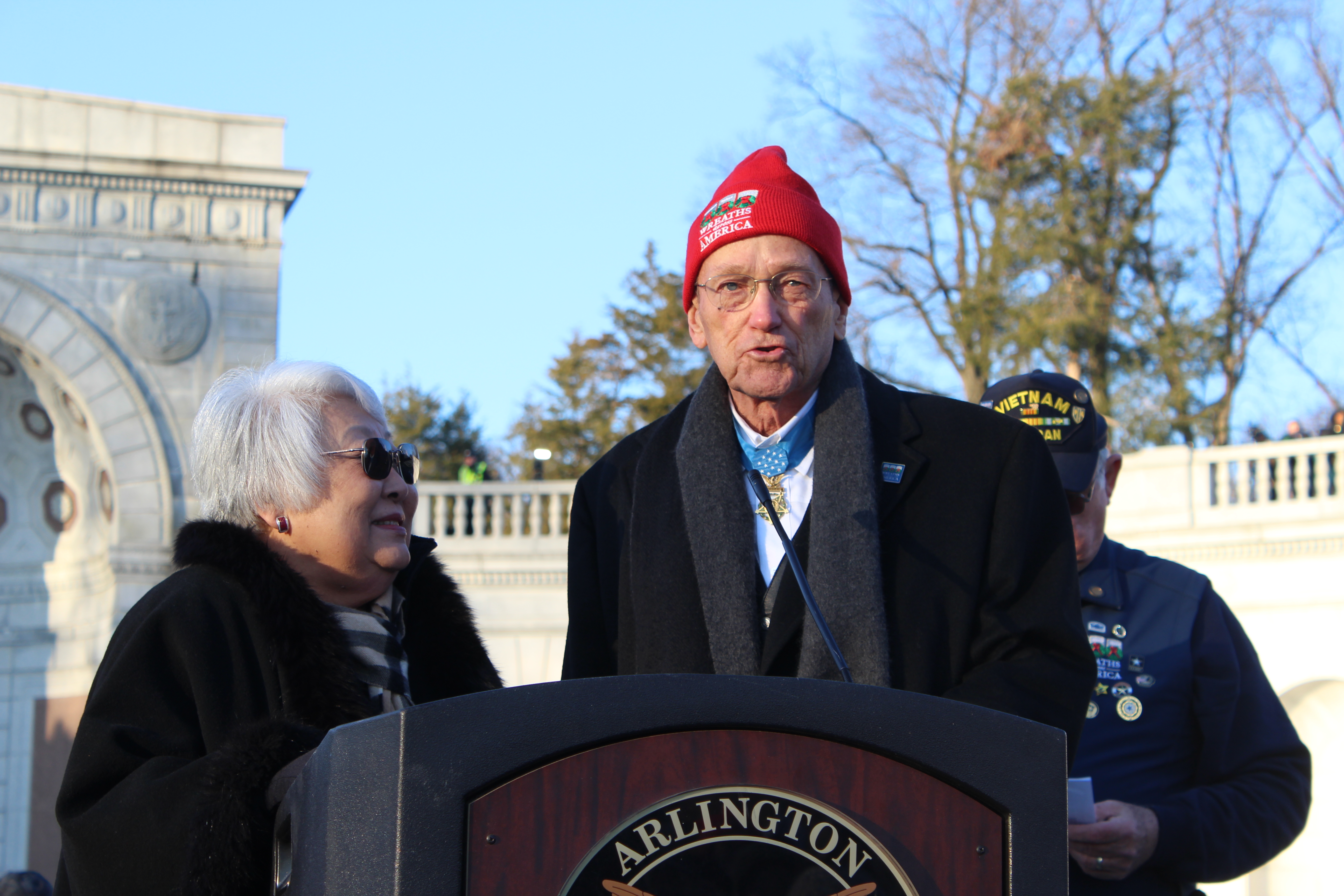 Medal of Honor Recipient Col. Roger Donolon Addresses Opening Ceremony Of Wreaths Across America Dec 16, 2017 (Julia Nista/The Daily Caller)