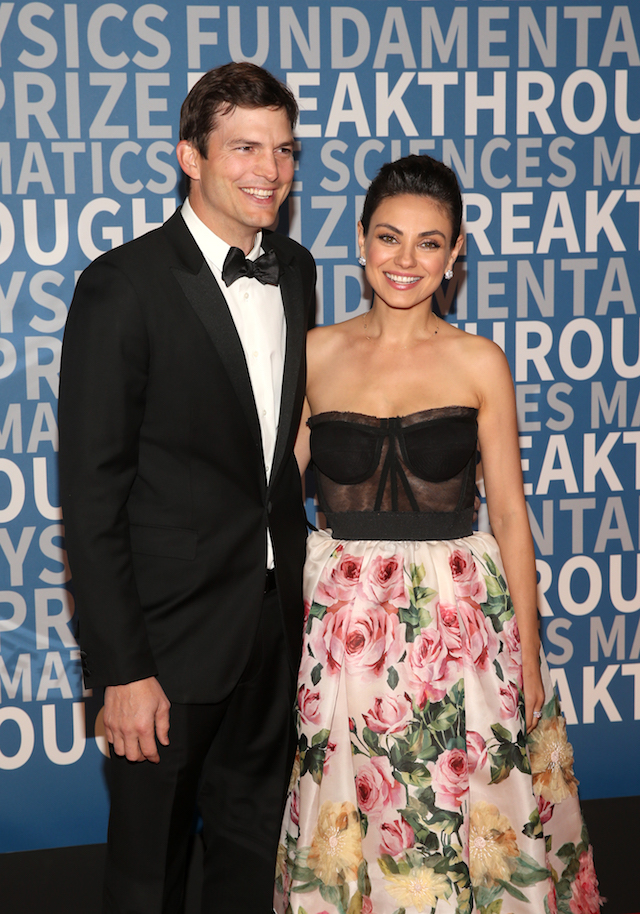 Ashton Kutcher and Mila Kunis attend the 2018 Breakthrough Prize at NASA Ames Research Center on December 3, 2017 in Mountain View, California. (Photo by Jesse Grant/Getty Images)