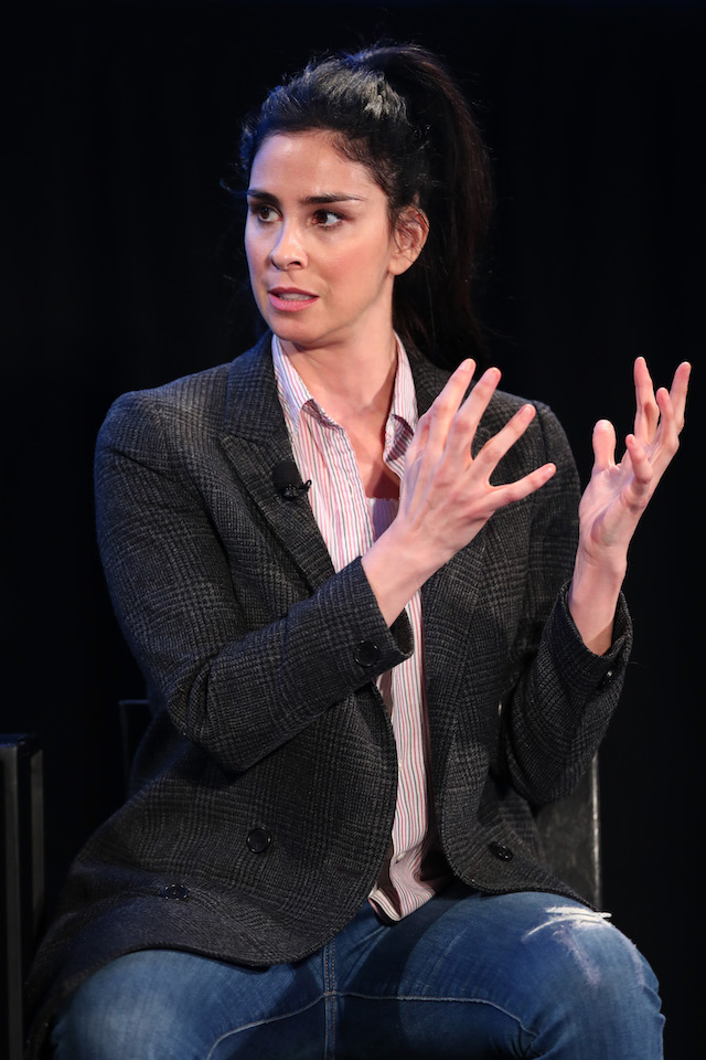 HOLLYWOOD, CA - NOVEMBER 19: Actor Sarah Silverman speaks onstage during the 'State of the Union' event, part of Vulture Festival LA presented by AT&T at Hollywood Roosevelt Hotel on November 19, 2017 in Hollywood, California. (Photo by Joe Scarnici/Getty Images for Vulture Festival)
