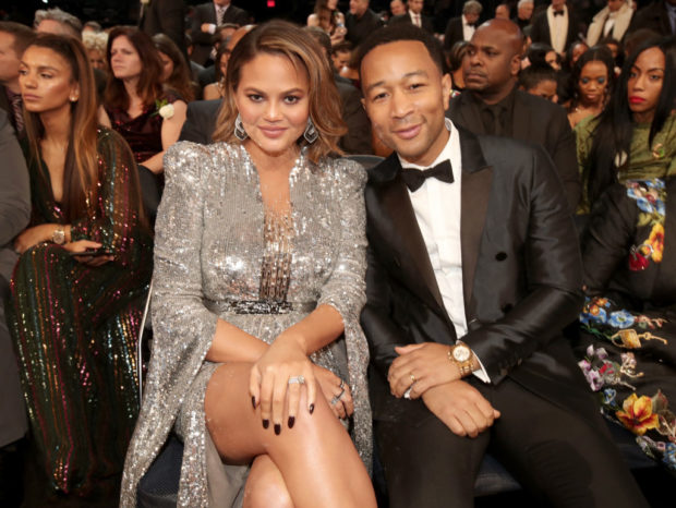 NEW YORK, NY - JANUARY 28: Model Chrissy Teigen (L) and recording artist John Legend attend the 60th Annual GRAMMY Awards at Madison Square Garden on January 28, 2018 in New York City. (Photo by Christopher Polk/Getty Images for NARAS)