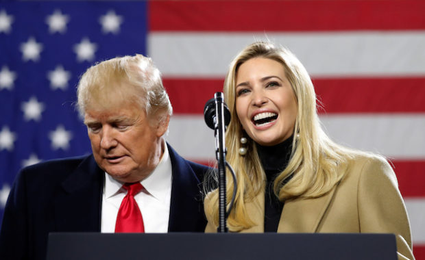 U.S. President Donald Trump introduces his daughter Ivanka to speak during a visit to H&K Equipment Company in Coraopolis, Pennsylvania, January 18, 2018. REUTERS/Kevin Lamarque - RC1B693E2650