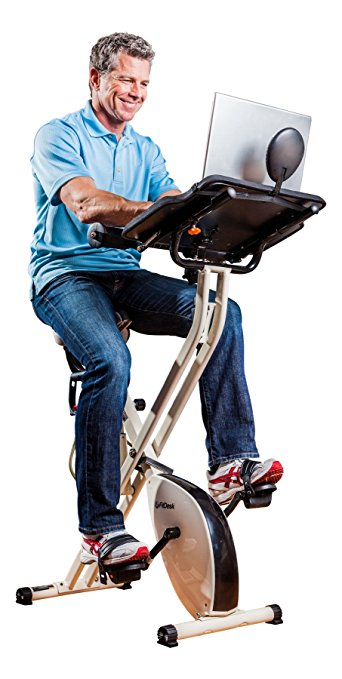 Normally $300, this exercise bike desk is 33 percent off today (Photo via Amazon)