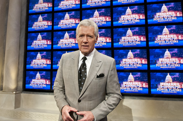 WASHINGTON, DC - APRIL 21: Alex Trebek speaks during a rehearsal before a taping of Jeopardy! Power Players Week at DAR Constitution Hall on April 21, 2012 in Washington, DC. (Photo by Kris Connor/Getty Images)