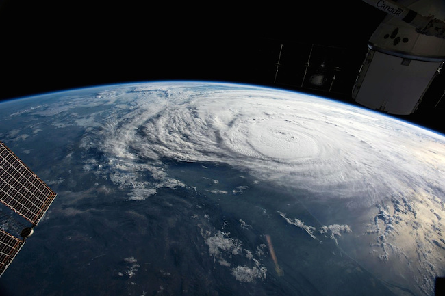 Hurricane Harvey is pictured off the coast of Texas from aboard the International Space Station in this August 25, 2017 NASA Handout Photo