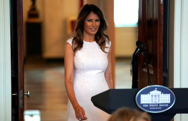 U.S. first lady Melania Trump arrives to host a luncheon with governors' spouses at the White House in Washington, U.S., February 26, 2018. REUTERS/Kevin Lamarque - RC1A6C7A2CA0