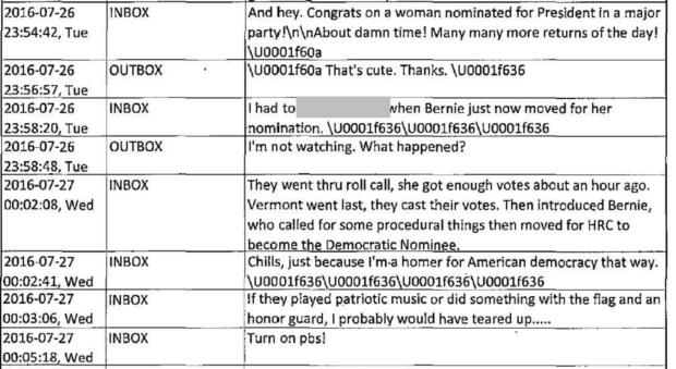 Strzok-Page texts during the 2016 Democratic National Convention. (Screenshot)