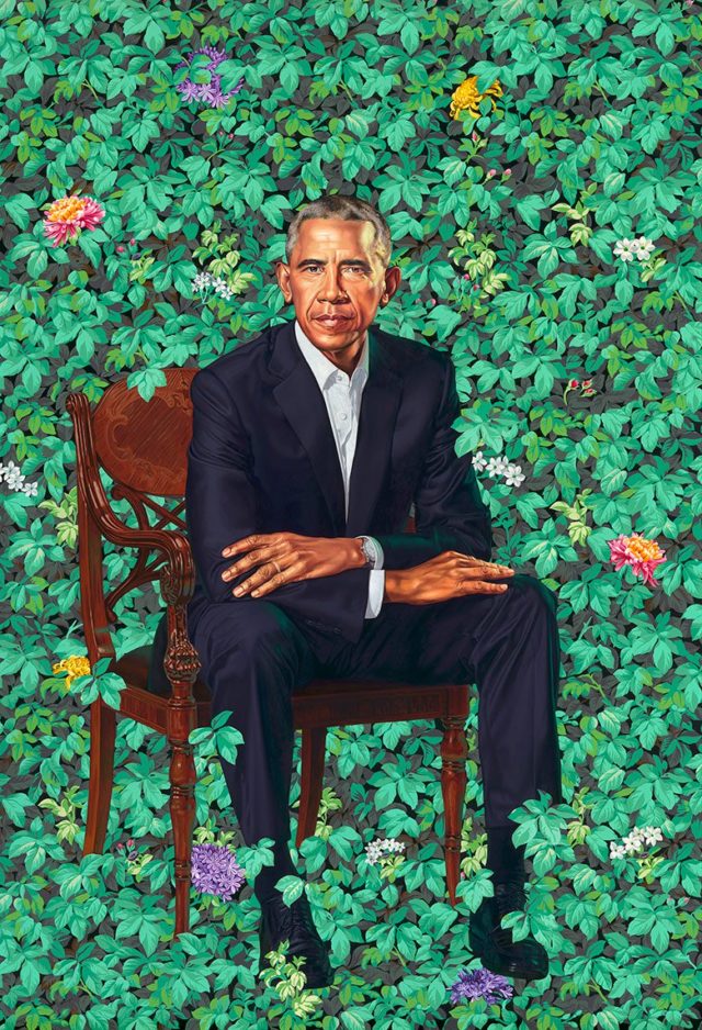 The official portrait of former President Barack. (Kehinde Wiley)