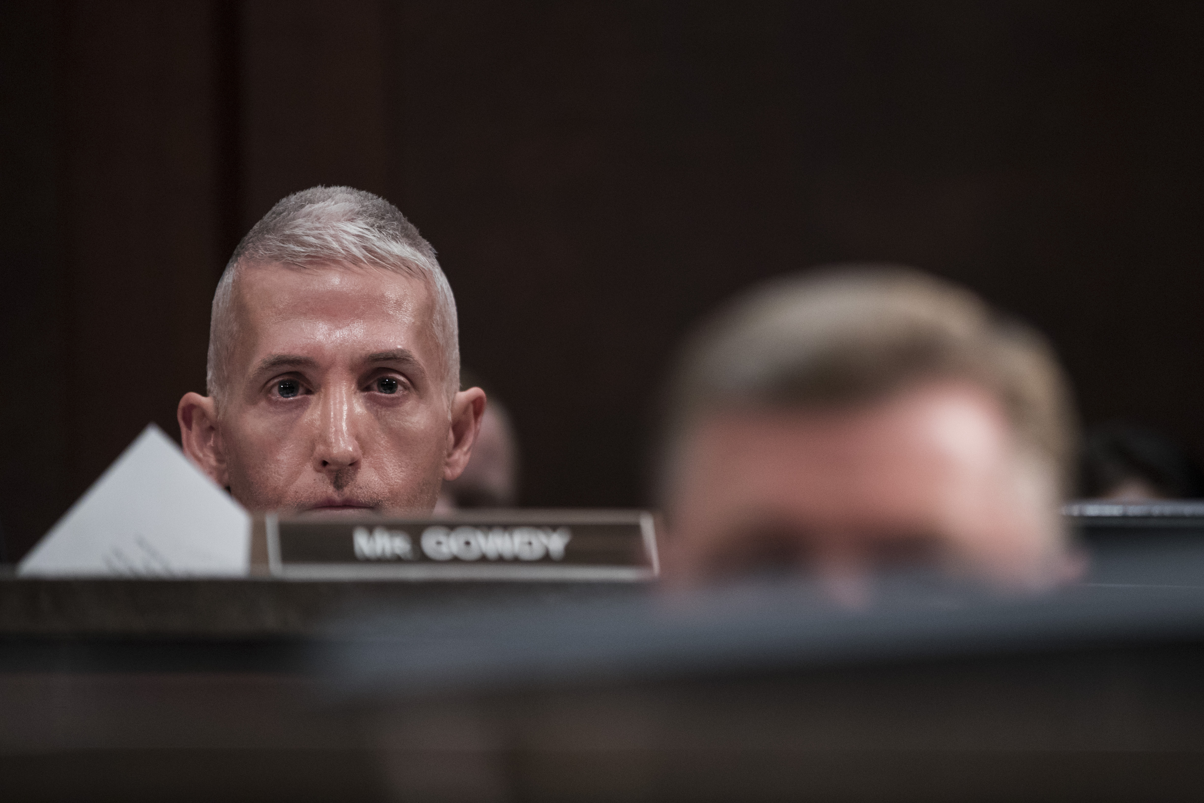 WASHINGTON, DC - MAY 23: Rep. Trey Gowdy (R-SC) questions former Director of the U.S. Central Intelligence Agency (CIA) John Brennan during testimony before the House Permanent Select Committee on Intelligence on Capitol Hill, May 23, 2017 in Washington, DC. Brennan is discussing the extent of Russia's meddling in the 2016 U.S. presidential election and possible ties to the campaign of President Donald Trump. (Photo by Drew Angerer/Getty Images)