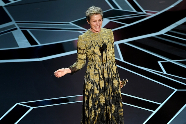 HOLLYWOOD, CA - MARCH 04: Actor Frances McDormand accepts Best Actress for 'Three Billboards Outside Ebbing, Missouri' onstage during the 90th Annual Academy Awards at the Dolby Theatre at Hollywood & Highland Center on March 4, 2018 in Hollywood, California. (Photo by Kevin Winter/Getty Images)