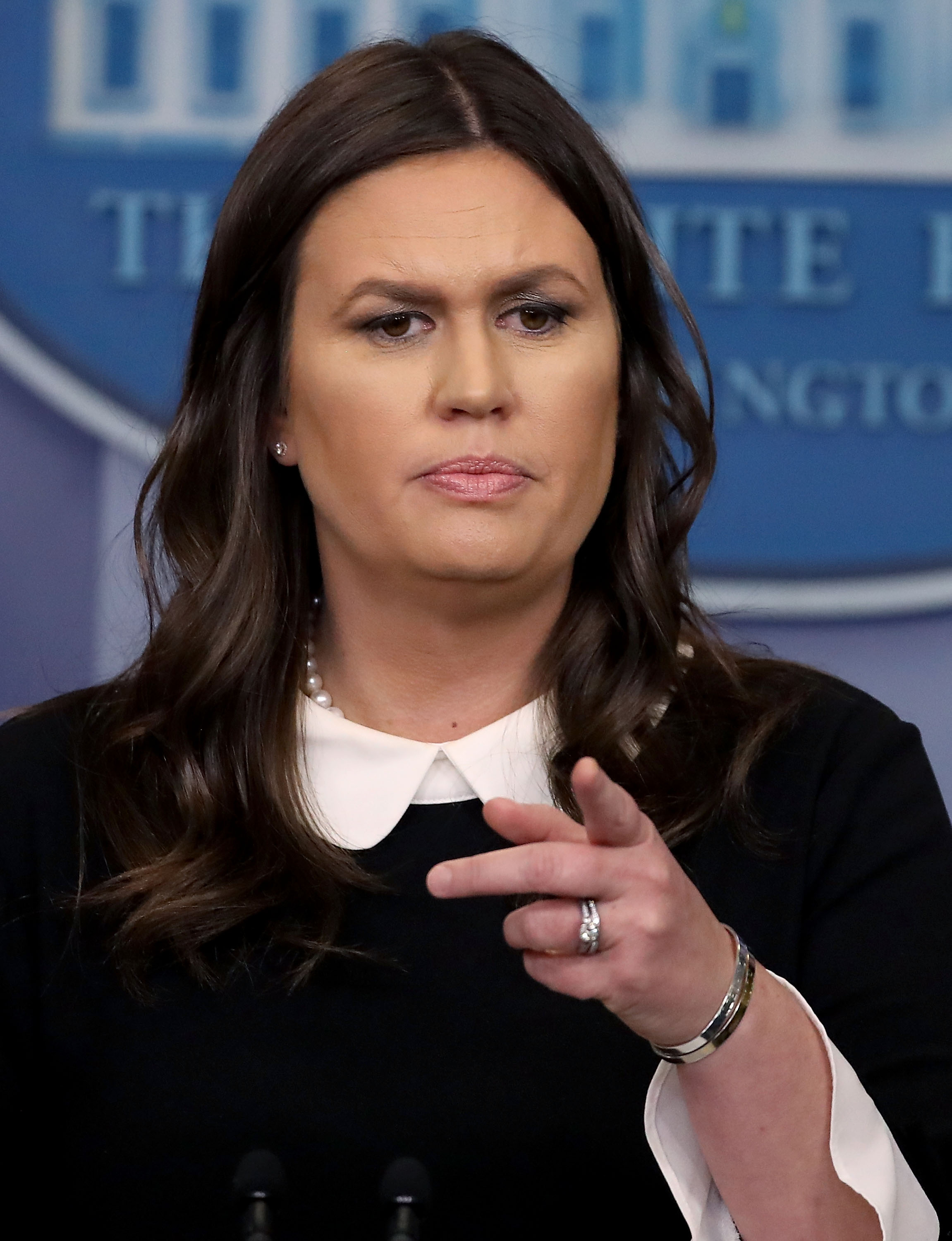 WASHINGTON, DC - MARCH 27: White House Press Secretary Sarah Huckabee Sanders briefs reporters in the White House Briefing Room on March 27, 2018 in Washington, DC. (Photo by Mark Wilson/Getty Images)