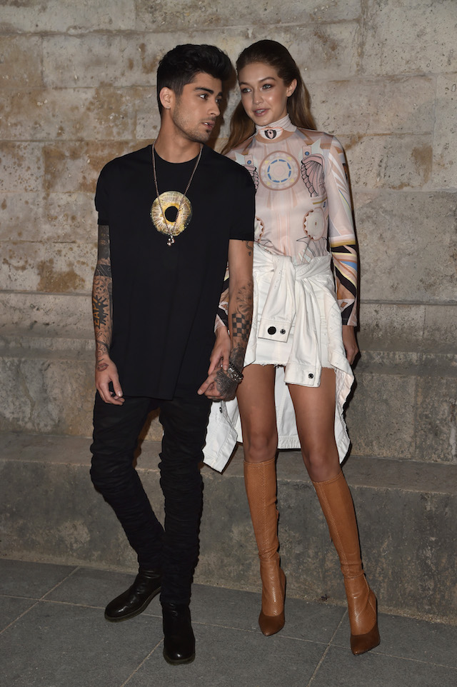 PARIS, FRANCE - OCTOBER 02: Zayn Malik and Gigi Hadid attend the Givenchy show as part of the Paris Fashion Week Womenswear Spring/Summer 2017 on October 2, 2016 in Paris, France. (Photo by Pascal Le Segretain/Getty Images)