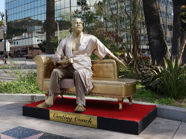 Harvey Weinstein "Casting Couch" Oscars on Hollywood Blvd by artist Plastic Jesus. Pictured: Harvey Weinstein Picture by: Clint Brewer / Splash News