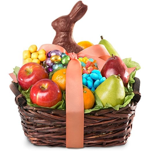 Normally $44, this Easter bunny fruit and treats basket is 40 percent off today (Photo via Amazon)