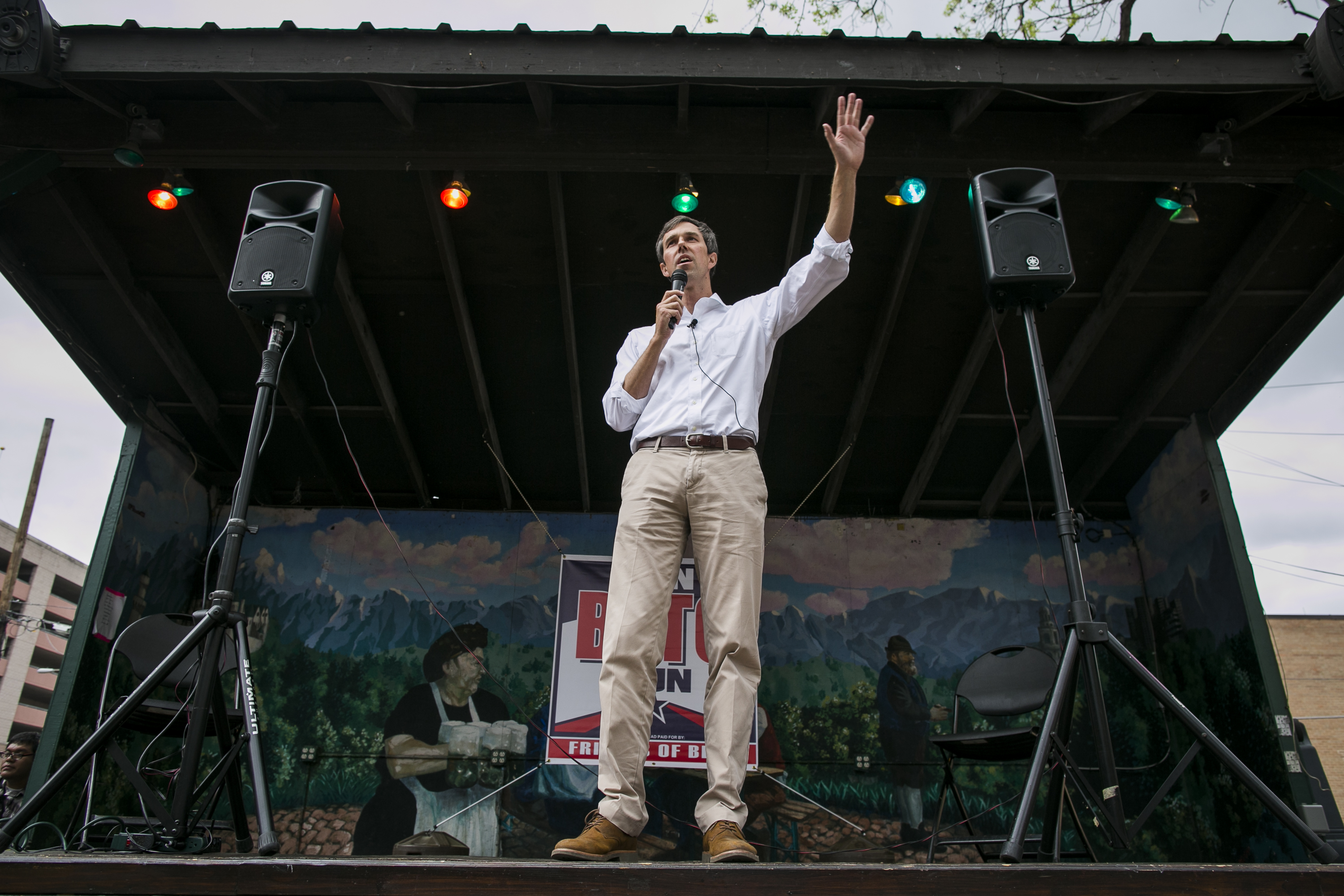 AUSTIN, TX - APRIL 1: Rep. Beto O'Rourke (D-TX) speaks to a group of supporters at Scholz Garten on April 1, 2017 in Austin, Texas. O'Rourke announced his plan to run for Ted Cruz's Senate seat on Friday and launched his campaign with a four-city tour of Texas. (Photo by Drew Anthony Smith/Getty Images)