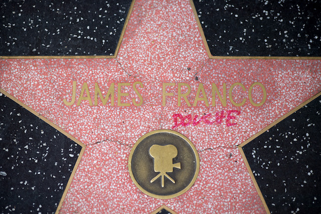 View of James Franco's defaced star on the Hollywood Walk of Fame <P> Pictured: Atmosphere <B>Ref: SPL1681066 100418 </B><BR /> Picture by: RB/Bauer Griffin 