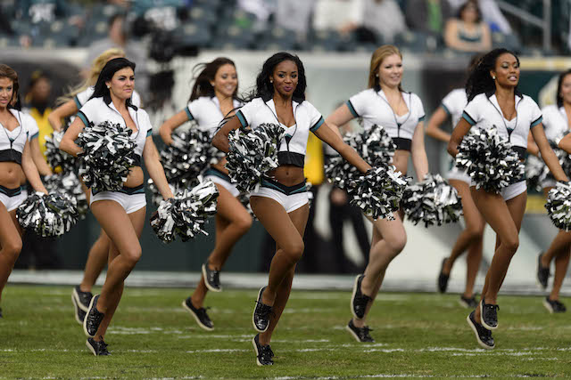 Nov 17, 2013; Philadelphia, PA, USA; Philadelphia Eagles cheerleaders perform prior to the game against the Washington Redskins at Lincoln Financial Field. The Eagles defeated the Redskins 24-16. Mandatory Credit: Howard Smith-USA TODAY Sports - 7887058