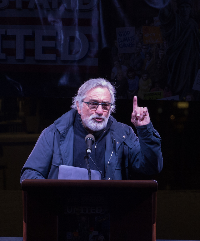 Robert De Niro speaks at the "We Stand United" rally on the eve of U.S. President-elect Donald Trump's inauguration outside Trump International Hotel and Tower in New York on January 19, 2017 in New York. / AFP / Bryan R. Smith (Photo: BRYAN R. SMITH/AFP/Getty Images)
