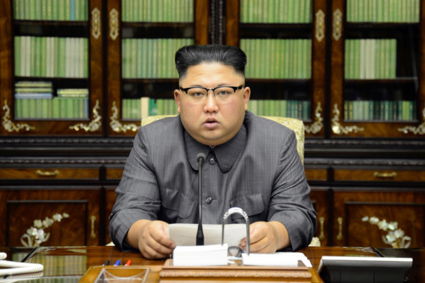 North Korea's leader Kim Jong Un makes a statement regarding U.S. President Donald Trump's speech at the U.N. general assembly, in this undated photo released by North Korea's Korean Central News Agency (KCNA) in Pyongyang September 22, 2017. KCNA via REUTERS