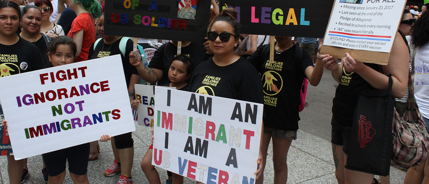 Maribel Mejia, center, protests with family members against the Trump administrations immigration agenda in Chicago on June 30, 2018. Will Racke/TheDCNF