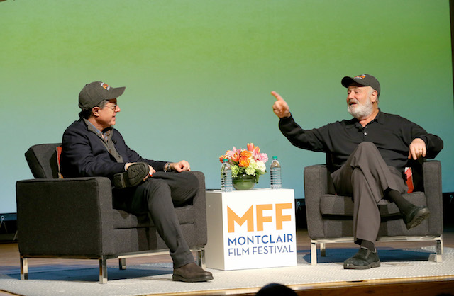 MONTCLAIR, NJ - MAY 01: Stephen Colbert (L) and Rob Reiner speak onstage at the Montclair Film Festival 2016 - Day 3 Conversations at Montclair Kimberly Academy on May 1, 2016 in Montclair, New Jersey. (Photo by Paul Zimmerman/Getty Images for Montclair Film Festival)