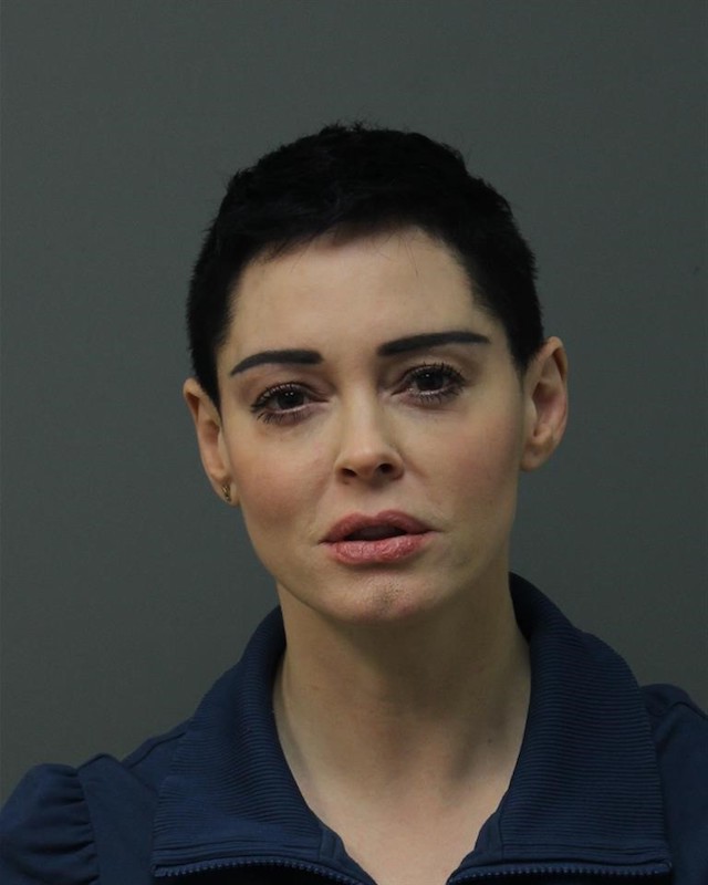 LOUDOUN COUNTY, VA - NOVEMBER 14: In this handout photo provided by Loudoun County Sheriff's Office, Rose McGowan poses in a booking photo on November 14, 2017 in Loudoun County, Virginia. McGowan turned herself in on a warrant for felony possession of a controlled substance. (Photo by Loudoun County Sheriff's Office via Getty Images)