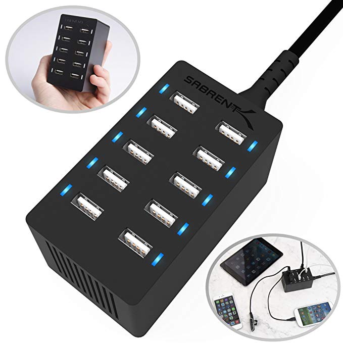 Normally $45, this 10-port desktop USB charger is 56 percent off today (Photo via Amazon)