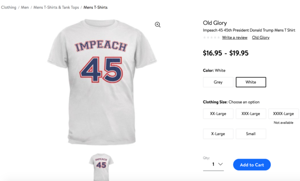 Impeach 45 clothing:Walmart Webstie