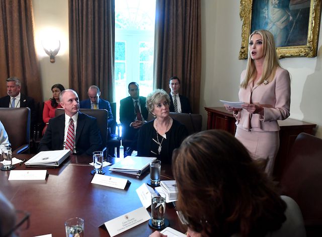 Senior Advisor to the President, Ivanka Trump, speaks during a cabinet meeting on July 18, 2018, at the White House in Washington, DC. (Photo credit: NICHOLAS KAMM/AFP/Getty Images)