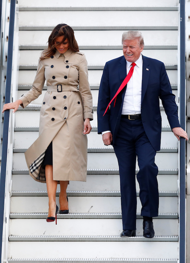 U.S. President Donald Trump and first lady Melania Trump arrive aboard Air Force One ahead of the NATO Summit, at Brussels Military Airport in Melsbroek, Belgium July 10, 2018. REUTERS/Francois Lenoir