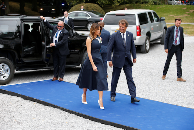 U.S. first lady Melania Trump arrives at the Queen Elisabeth Music Chapel in Waterloo, Belgium July 11, 2018. REUTERS/Vincent Kessler