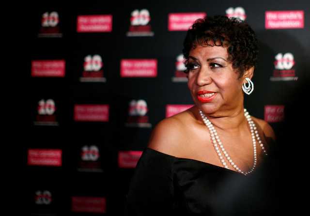 Singer Aretha Franklin arrives at the Candie's Foundation 10th anniversary Event to Prevent benefit New York May 3, 2011. REUTERS/Eric Thayer/File Photo 