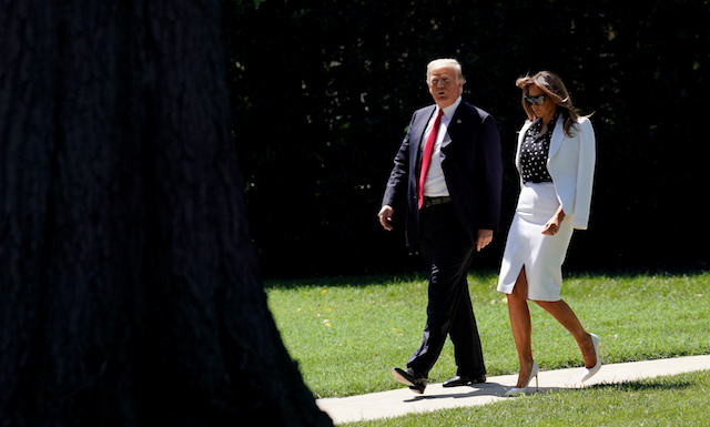 U.S. President Donald Trump and first lady Melania Trump depart the White House in Washington, U.S., August 24, 2018. REUTERS/Kevin Lamarque