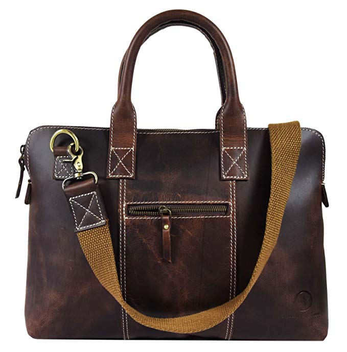 Normally $100, this leather laptop bag is 51 percent off today (Photo via Amazon)