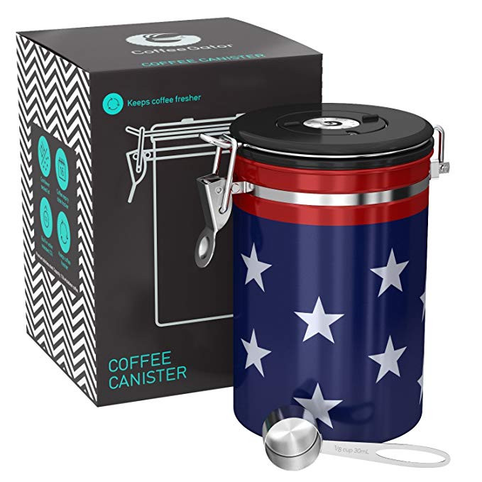 Normally $55, this stars and stripes coffee canister is 60 percent off (Photo via Amazon)