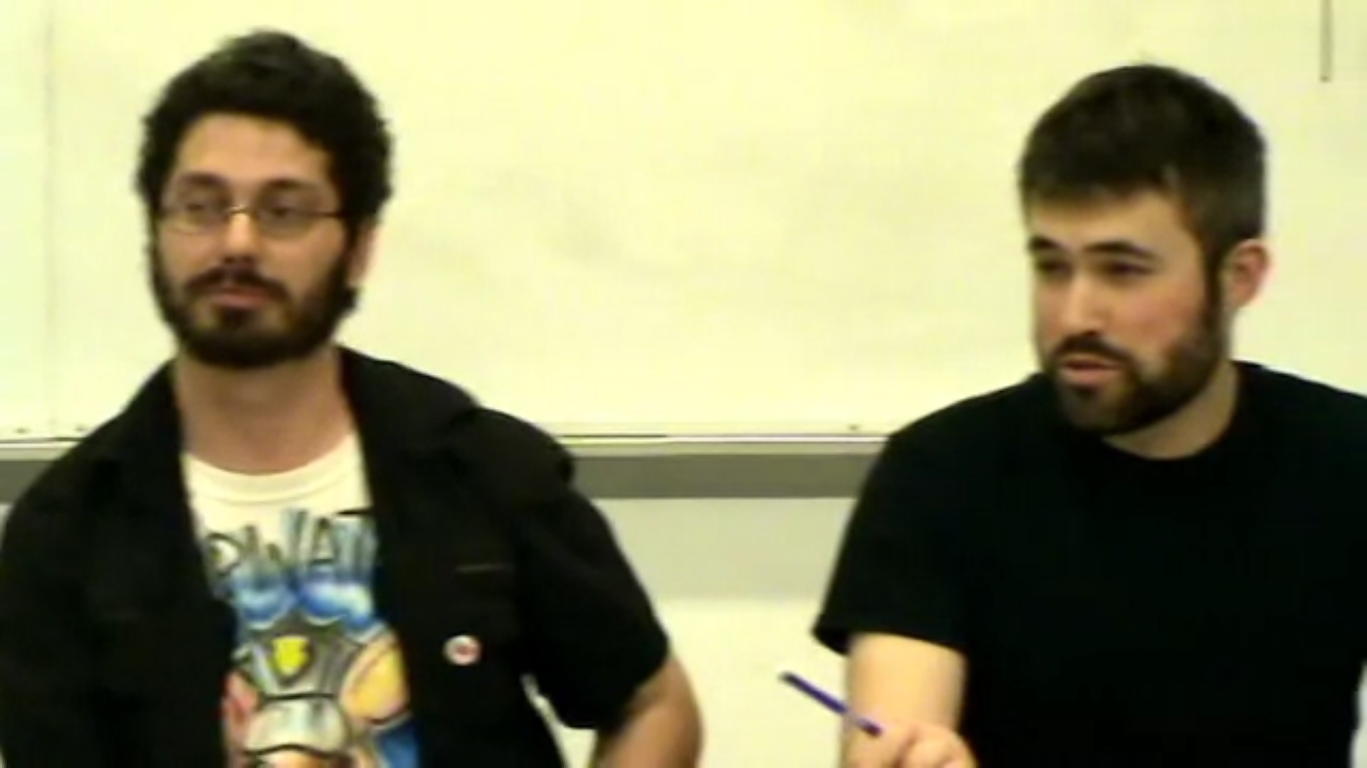 Jose Alcoff (left) and Mark Bray (right) at Left Forum 2015. Alcoff was introduced as "Jose Martin," and a member of the audience identified him as "Chepe" during the question-and-answer session. (Screenshot/YouTube)